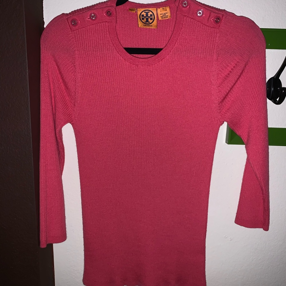 Logo Buttons TORY BURCH Pink Spring Sweater Med M
